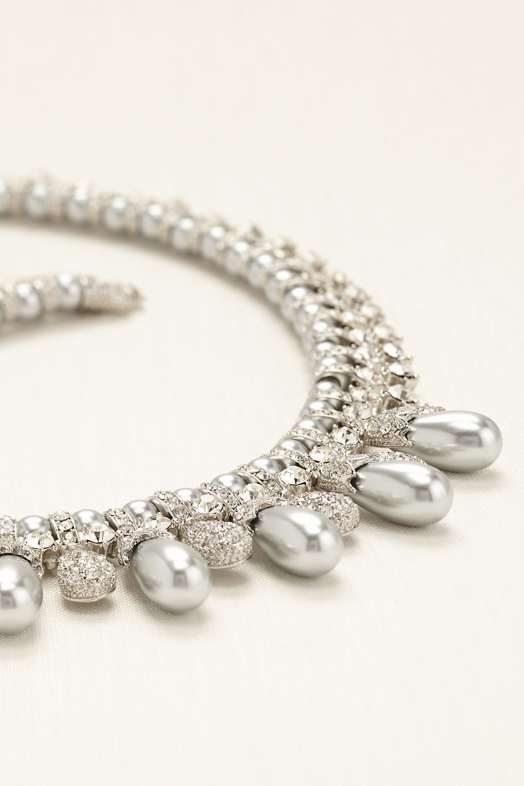 Pearl and Rhinestone Pave Necklace Image 3