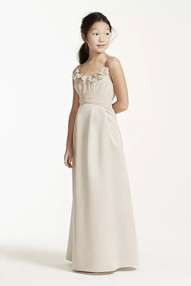 Satin and Chiffon Ball Gown with Ruched Waist Image 3