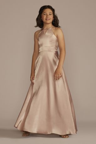 Charmeuse High-Neck Junior Bridesmaid Dress | David's Bridal