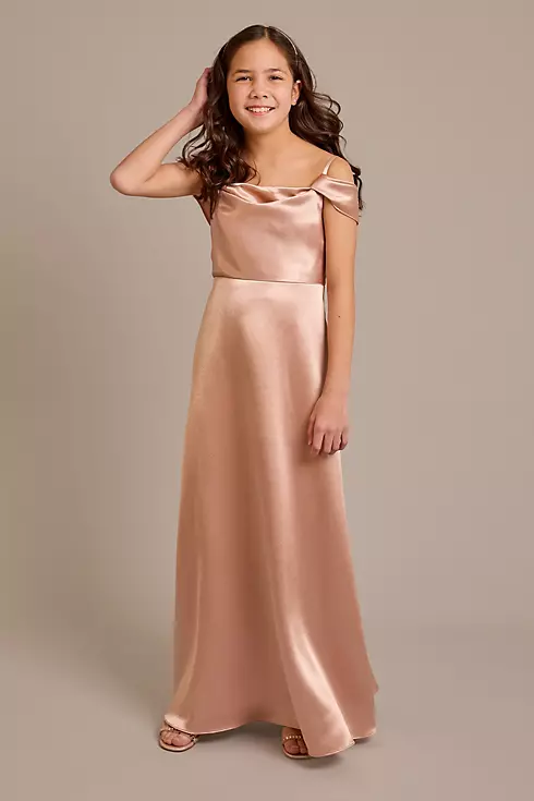 Luxe Charmeuse Cowl Swag Sleeve Bridesmaid Dress Image 1