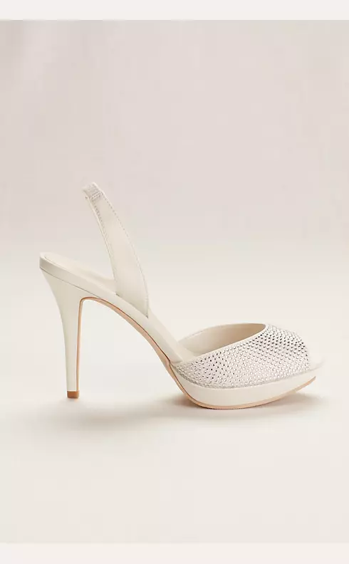 Platform Sling Back Crystal Peep Toe High Heel | David's Bridal
