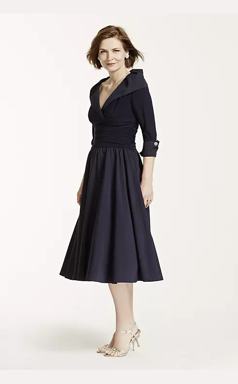 3/4 Sleeve Portrait Collar Jersey Dress Image 1