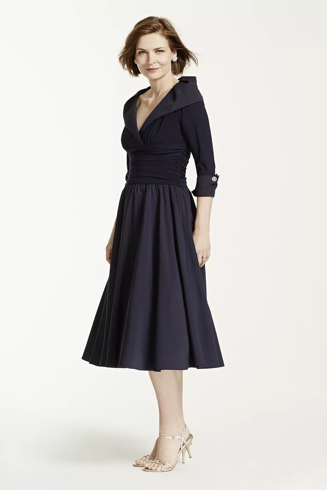 3/4 Sleeve Portrait Collar Jersey Dress Image