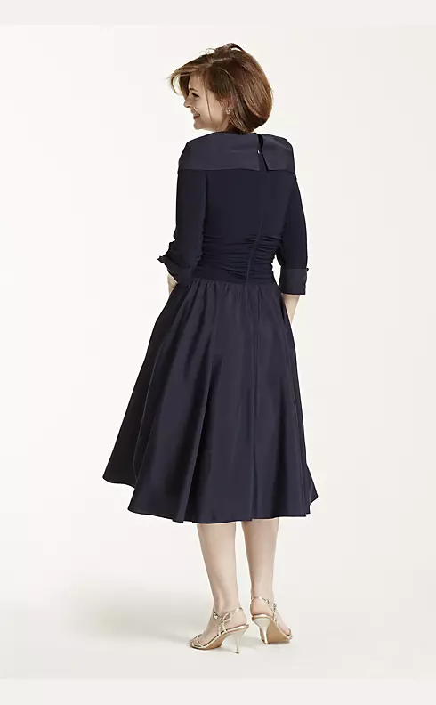 3/4 Sleeve Portrait Collar Jersey Dress Image 2