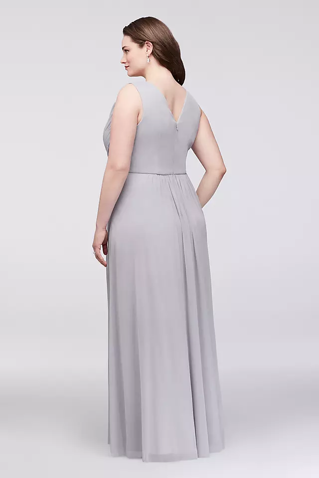 Woven-Bodice Chiffon Plus Size Gown with Beading Image 3