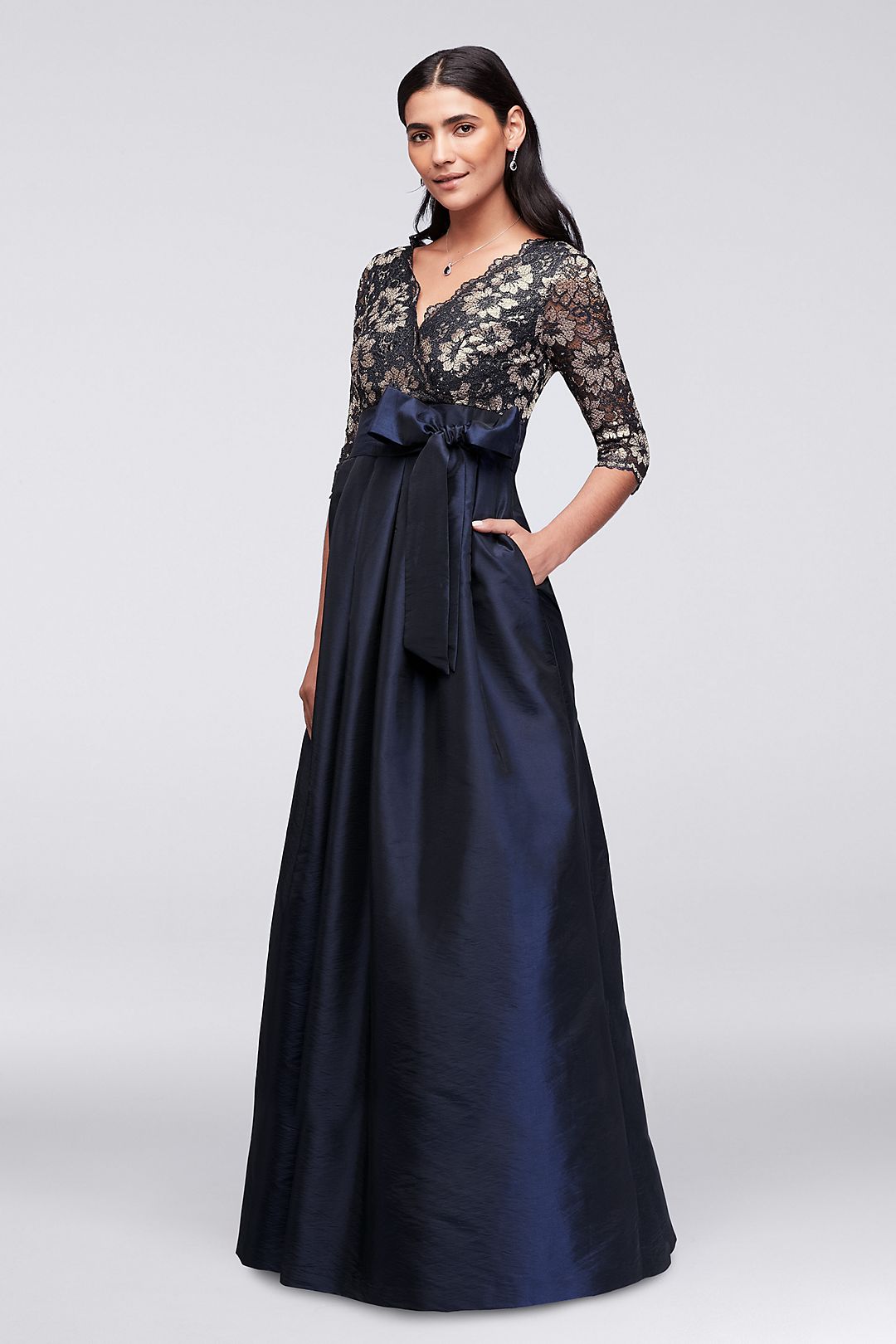 Shantung and Floral Lace Ball Gown  Image 4