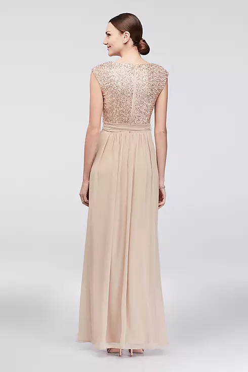 Cap Sleeve Sequin and Chiffon A-Line Gown Image 2