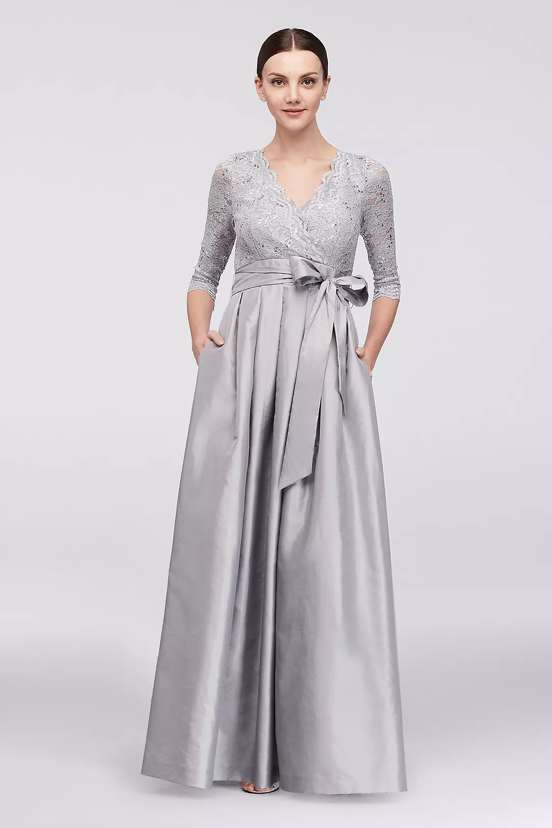 Lace and Taffeta Surplice Ball Gown | David's Bridal Lace and Taffeta Surplice Ball Gown | David's Bridal