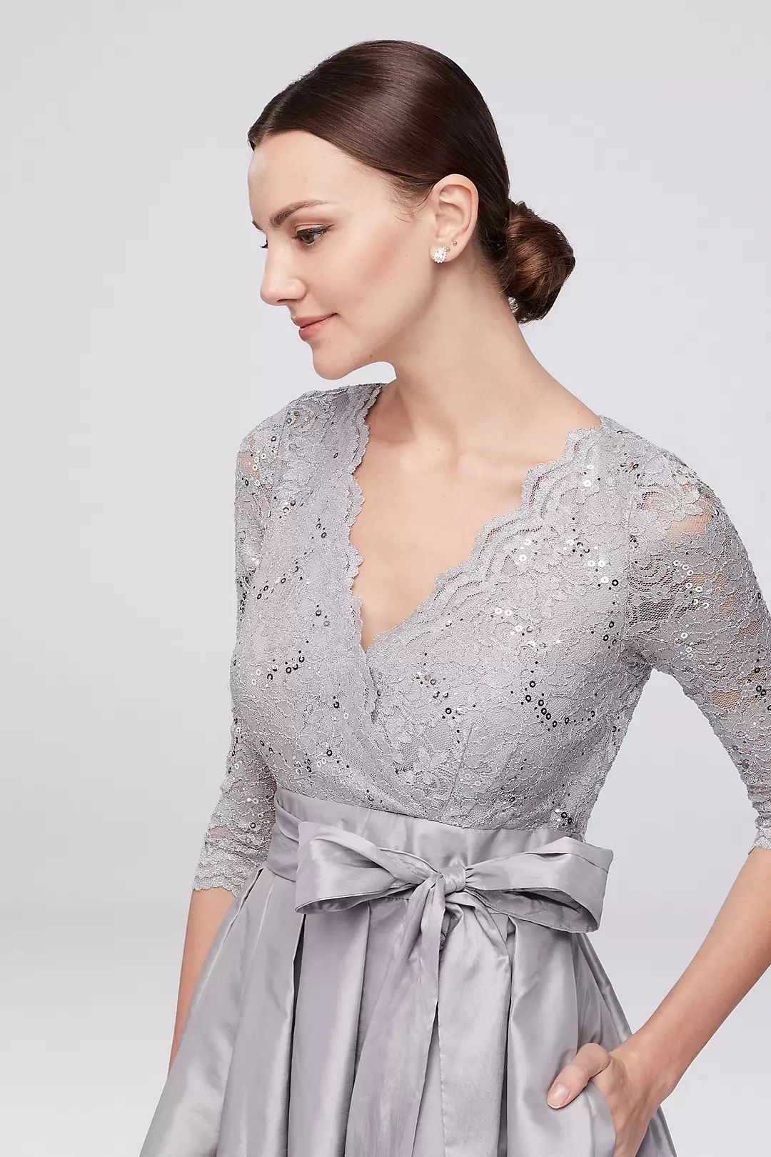Lace and Taffeta Surplice Ball Gown | David's Bridal Lace and Taffeta Surplice Ball Gown | David's Bridal