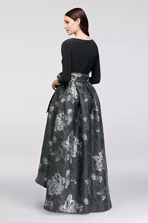 Metallic Jacquard Ball Gown with Jersey Bodice Image 2