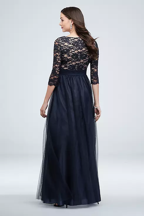 Wrap Bodice Illusion Lace Gown with Embellishment Image 2
