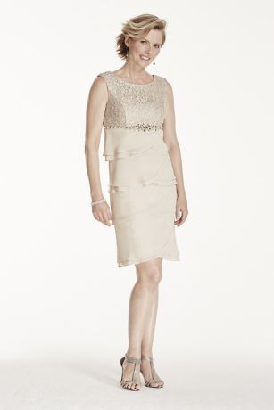 Short Lace and Chiffon Tiered Dress | David's Bridal