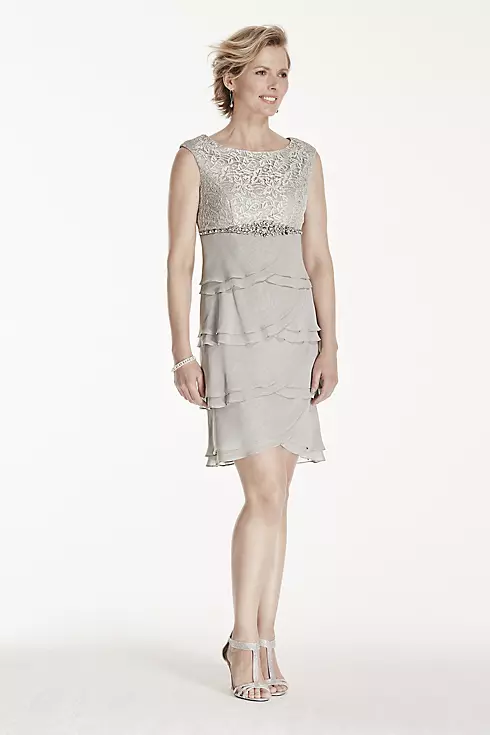 Short Lace and Chiffon Tiered Dress Image 1
