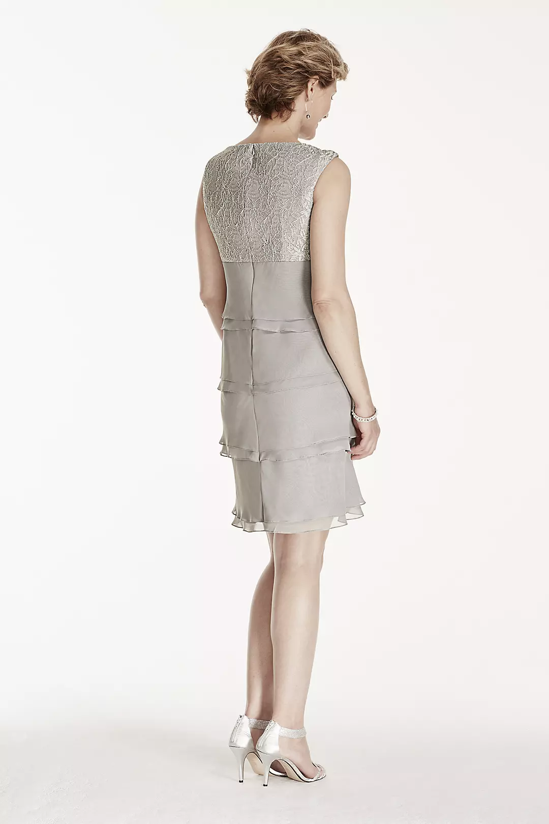 Short Lace and Chiffon Tiered Dress Image 2