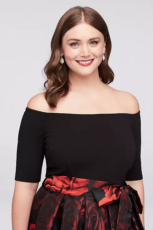 Off-The-Shoulder Crepe and Jacquard Ball Gown Image 3