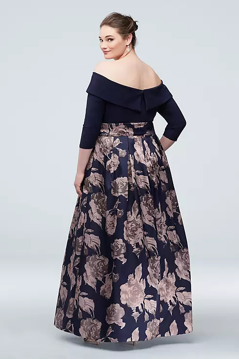 Off The Shoulder Gown with Jacquard Floral Skirt Image 2