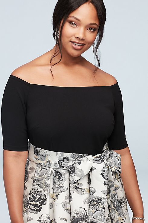 Off-the-Shoulder Gown with Mikado Floral Skirt Image 4
