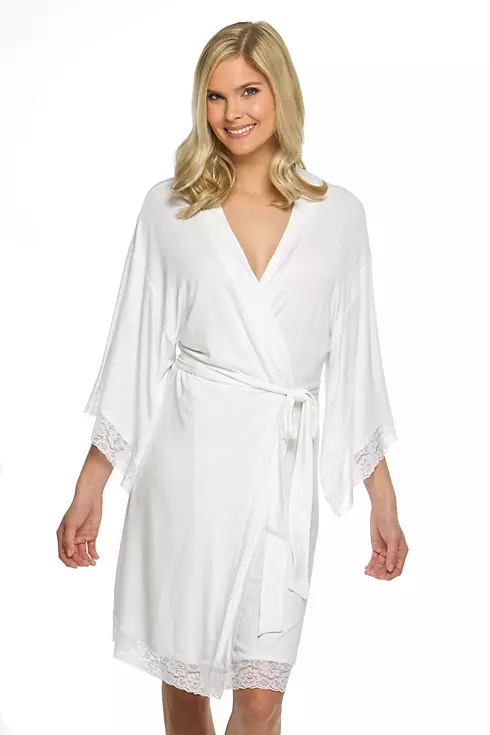 Blank Jersey Robe with Lace Image 1