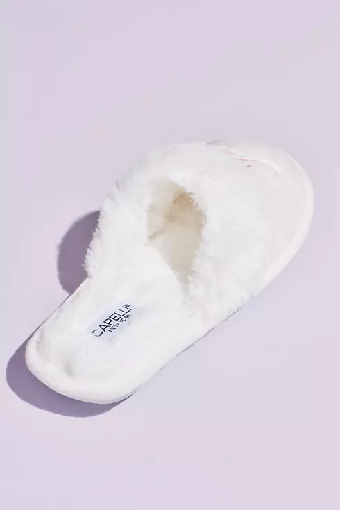 Fuzzy Just Married Slippers and Sleep Mask Set Image 3