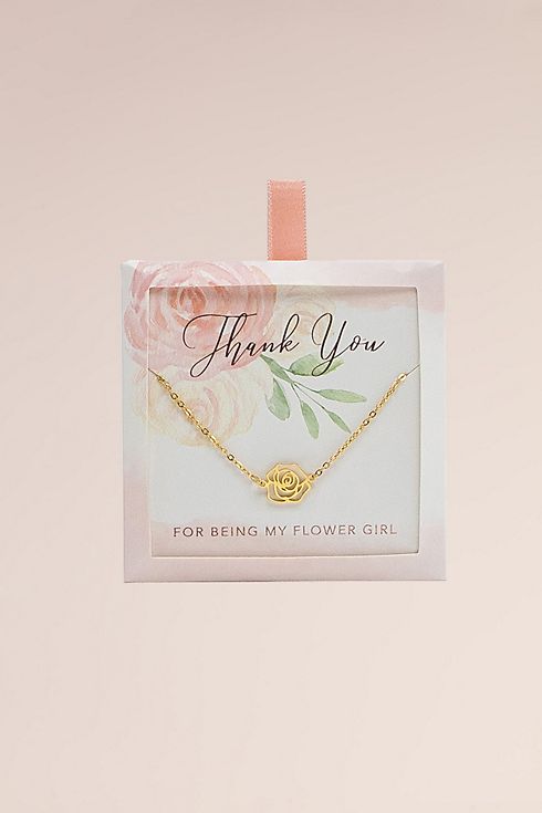 Thank You for Being My Flower Girl Rose Necklace Image 5