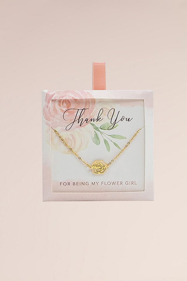 Thank You for Being My Flower Girl Rose Necklace Image 5