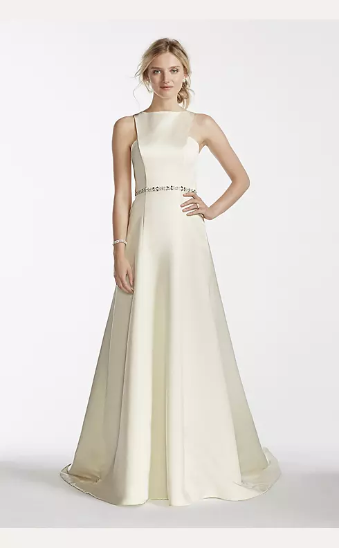 Jewel Cut Out Wedding Dress with Watteau Train  Image 1