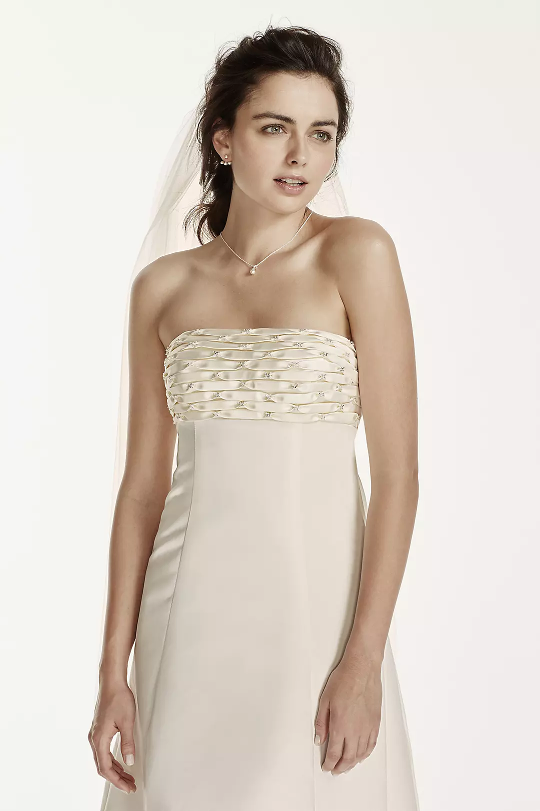 Jewel A-line Wedding Dress with Watteau Train Image 3