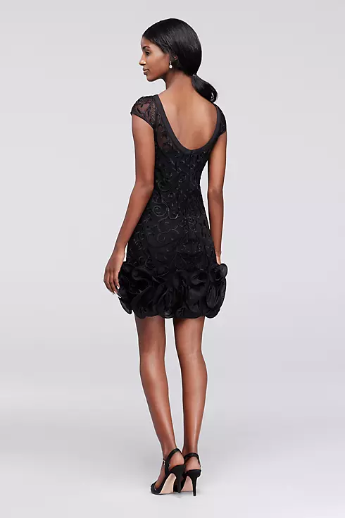 Lace Party Dress with Ruffled Hem and Cap Sleeves Image 2