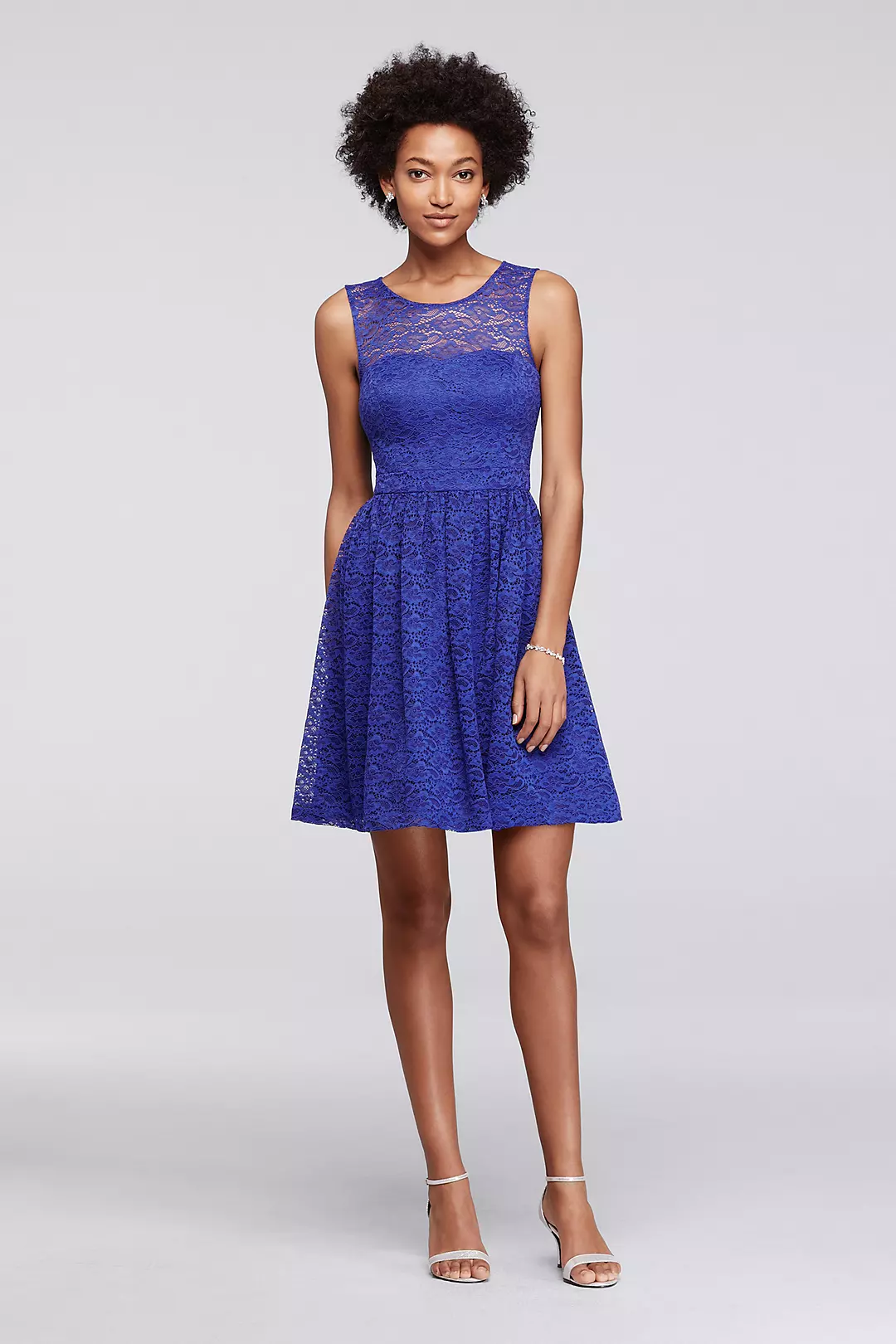 Short Lace A-Line Dress with Illusion Neckline Image