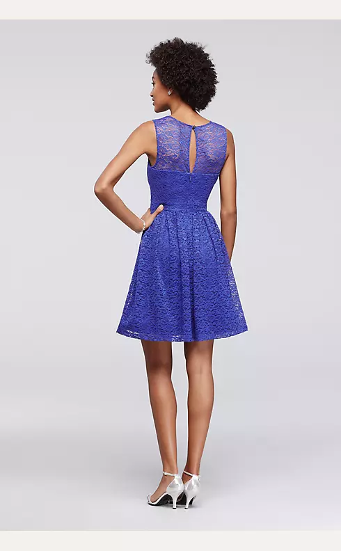 Short Lace A-Line Dress with Illusion Neckline Image 2