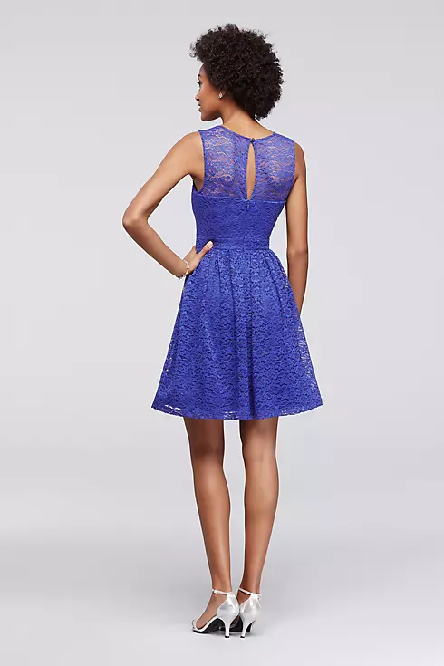 Short Lace A-Line Dress with Illusion Neckline Image 2