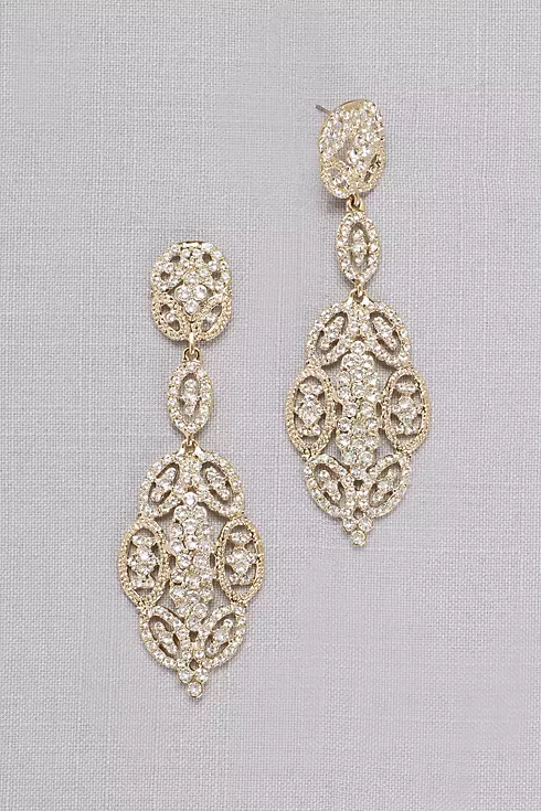 Linked Crystal Oval Earrings Image 1