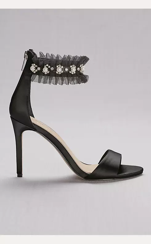 Satin High Heels with Embellished Ankle Strap Image 3
