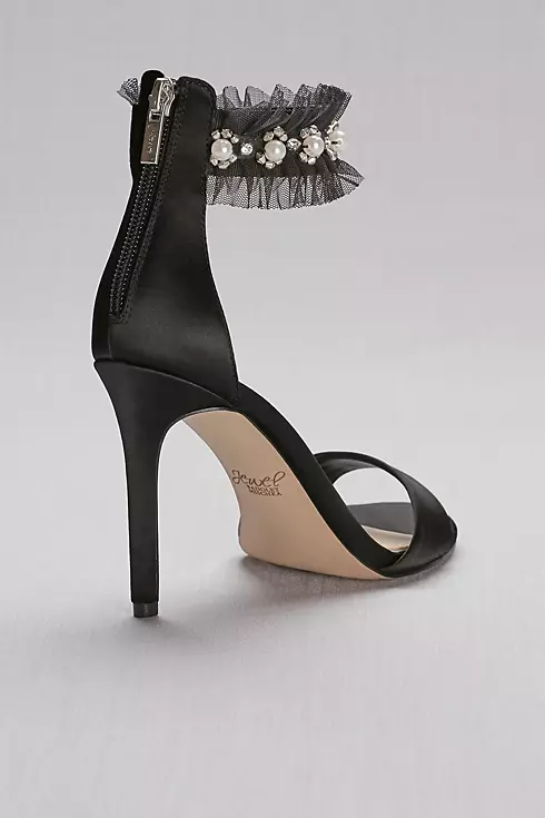 Satin High Heels with Embellished Ankle Strap Image 2