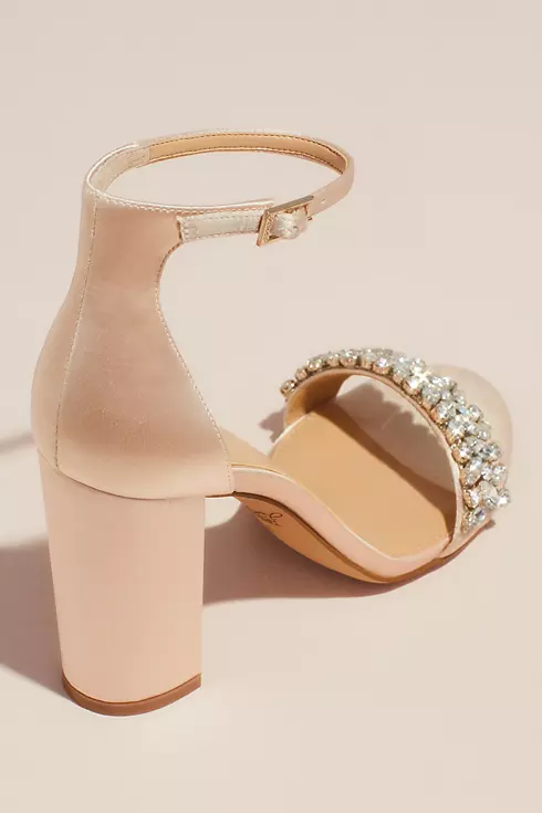 Satin Block Heel Sandal with Marquise Crystals Image 2
