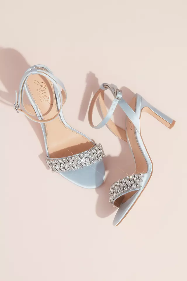 Marquise Crystal Strap Heeled Satin Sandals Image