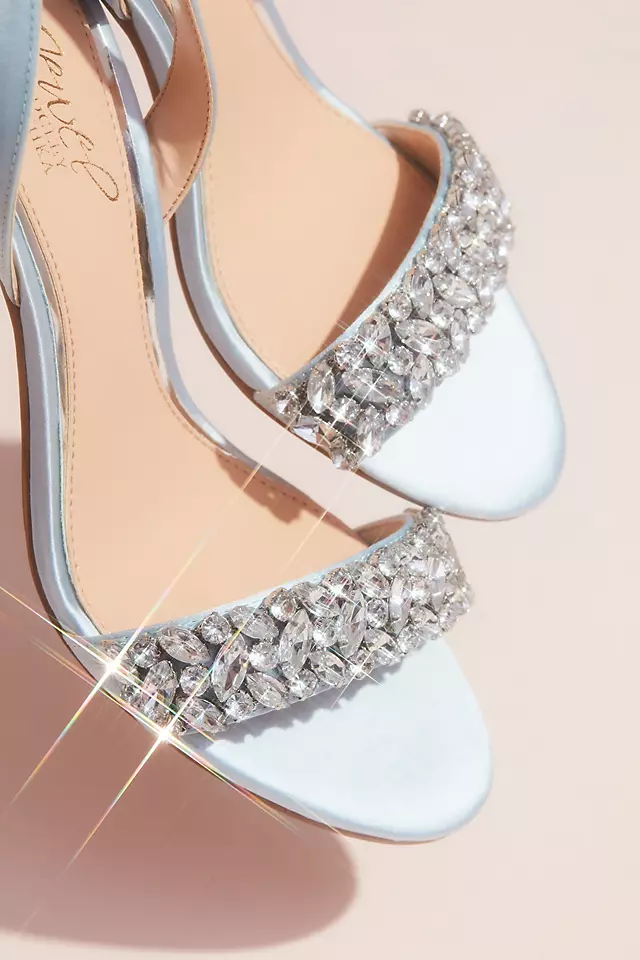Marquise Crystal Strap Heeled Satin Sandals Image 4