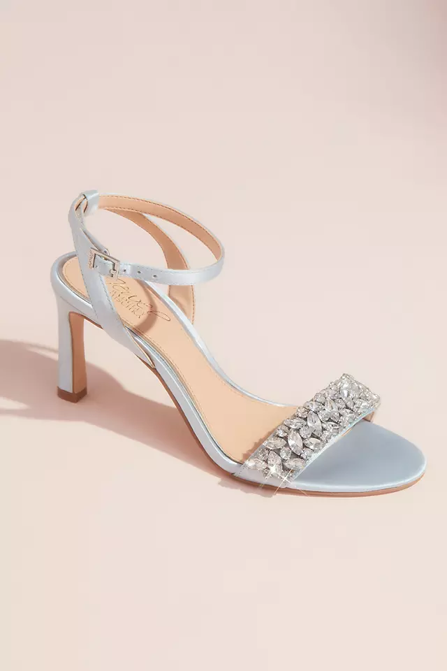 Marquise Crystal Strap Heeled Satin Sandals Image 2