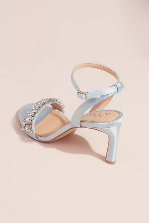 Marquise Crystal Strap Heeled Satin Sandals Image 3