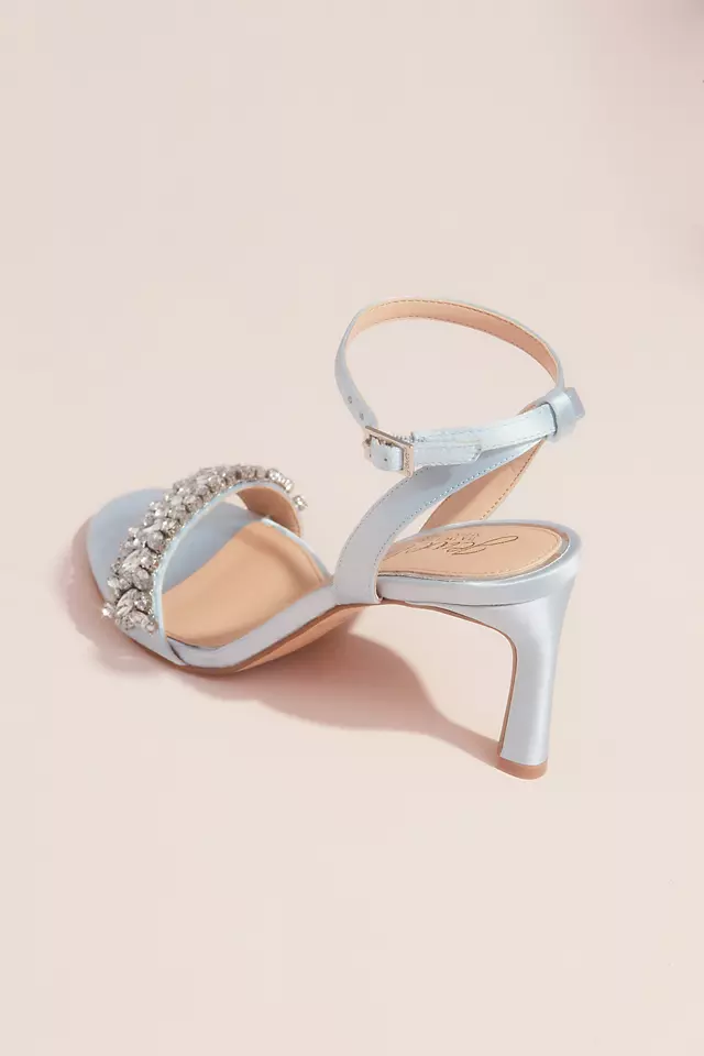 Marquise Crystal Strap Heeled Satin Sandals Image 3