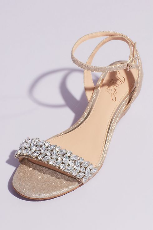 Glittery Ankle Strap Wedge Sandal with Crystals Image