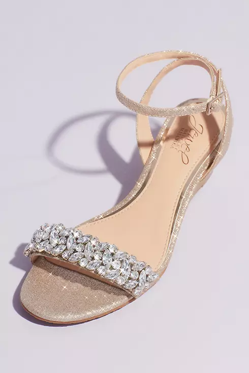 Glittery Ankle Strap Wedge Sandal with Crystals Image 1
