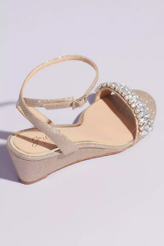 Glittery Ankle Strap Wedge Sandal with Crystals Image 2