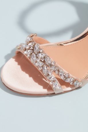 Crystal-Embellished Metallic Ankle Strap Heels | David's Bridal