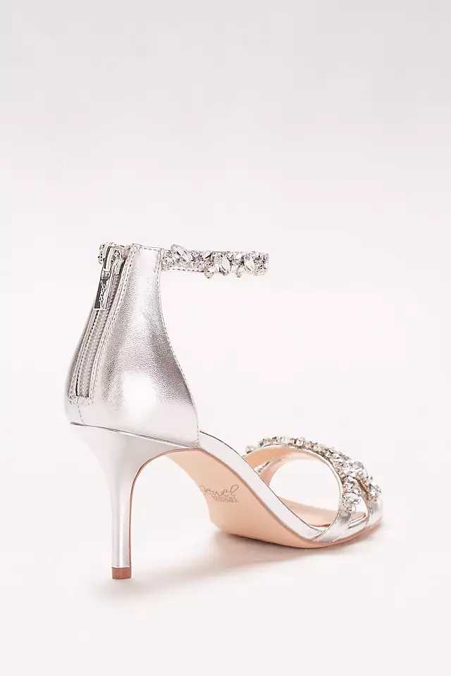 Crystal-Embellished Metallic Ankle Strap Heels Image 2