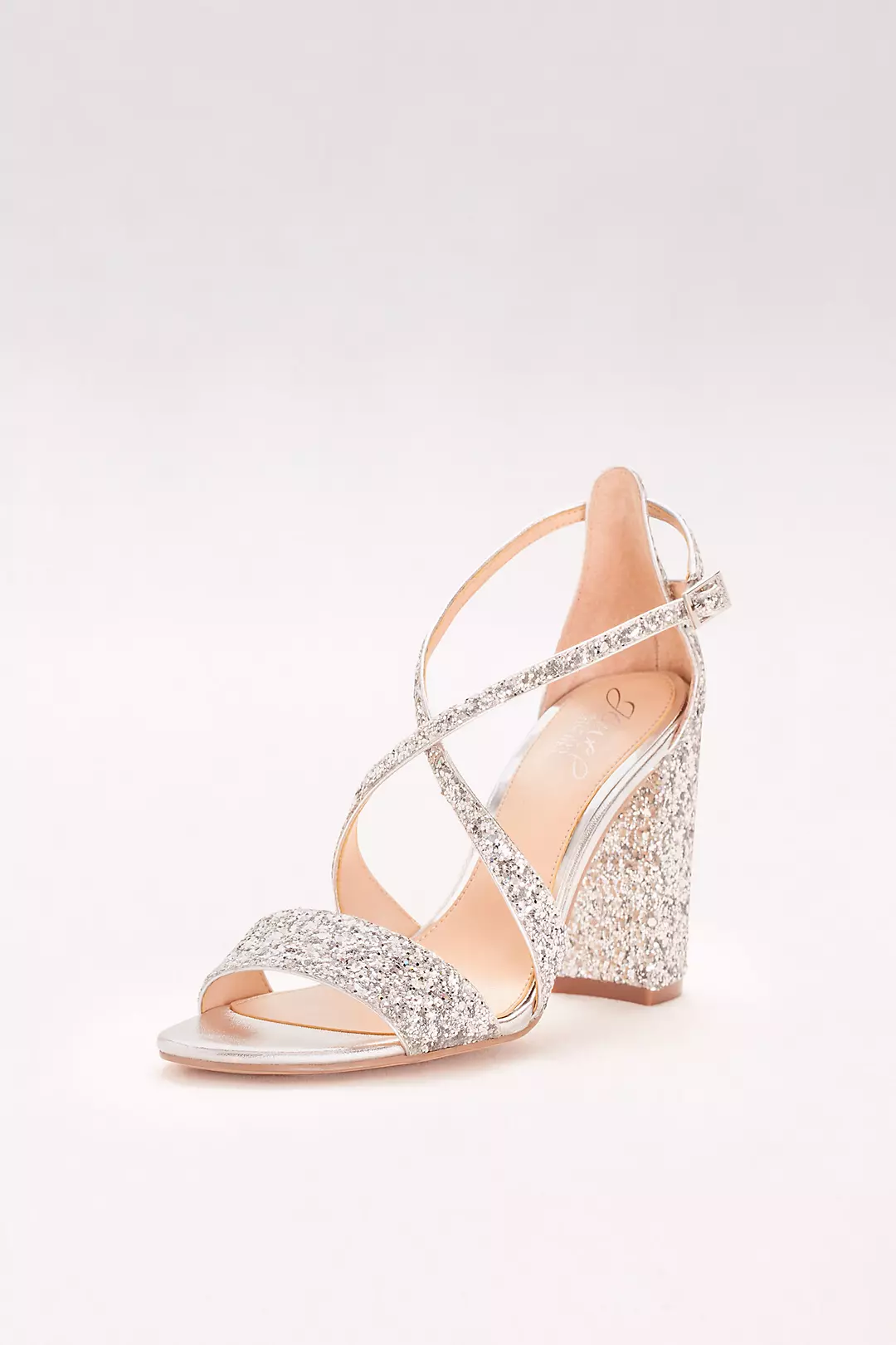 Textured Glitter Block-Heel Sandals  Image