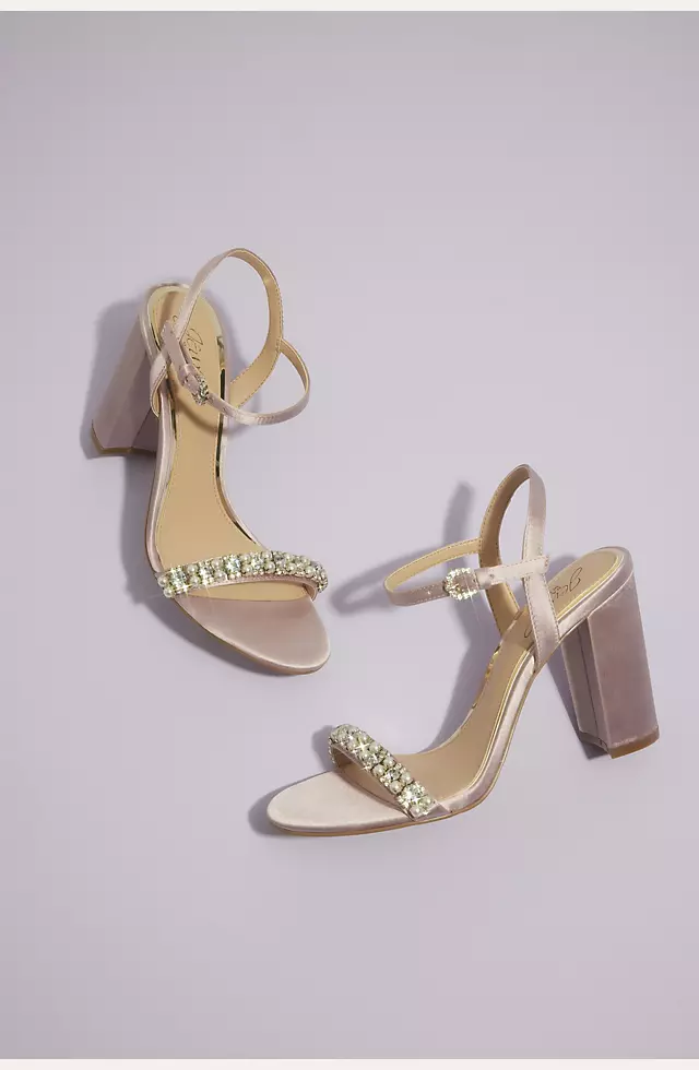 Crystal and Pearl Mix Block Heel Sandals | David's Bridal