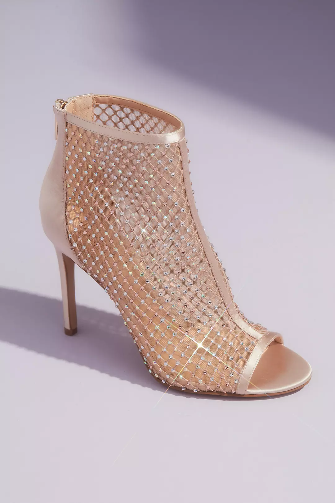 Metallic Illusion Open Toe Booties with Crystals Image