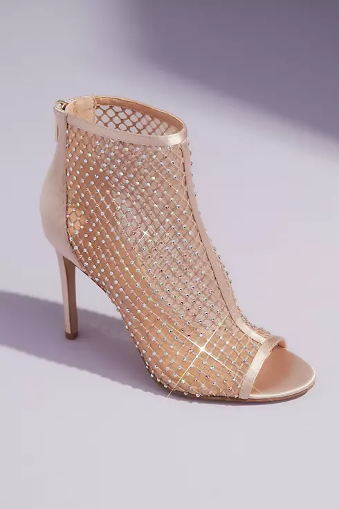 Metallic Illusion Open Toe Booties with Crystals Image 1