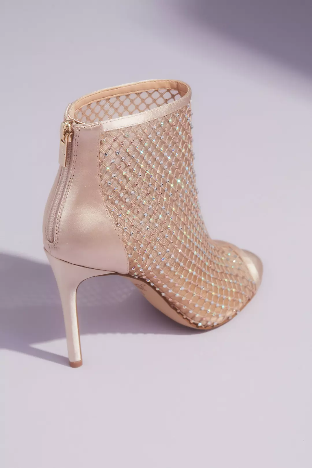 Metallic Illusion Open Toe Booties with Crystals Image 2